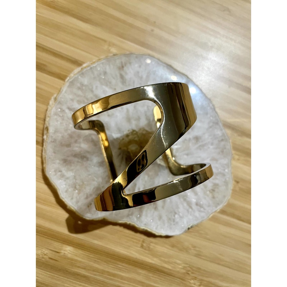 UNIQUE Gold Tone Brass Open Bold Chic Cuff Bracelet